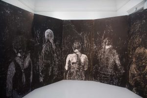 installation pictures of the exhibition övergångsriter by Idun Baltzersen at konstakademien, 2017