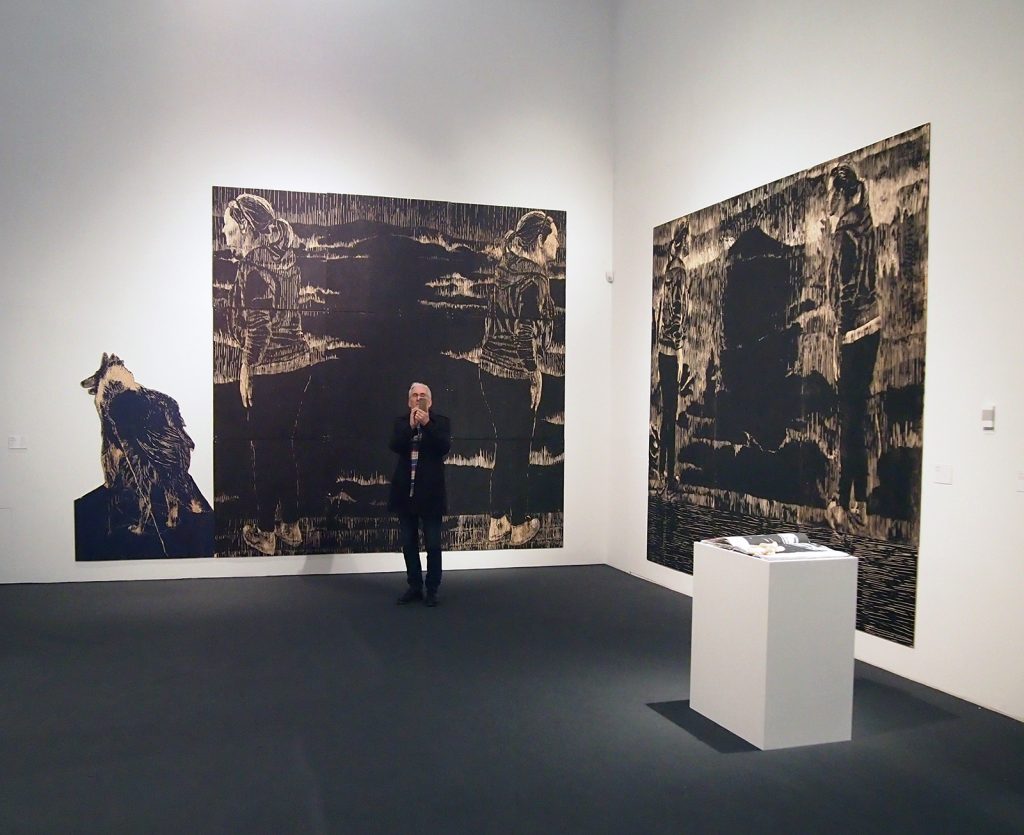 my dad in front of art