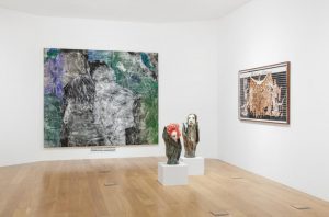 Stockholm Calling at Asia House, London. Works by Klara Kristalova and Marcel Dzama in the foreground.